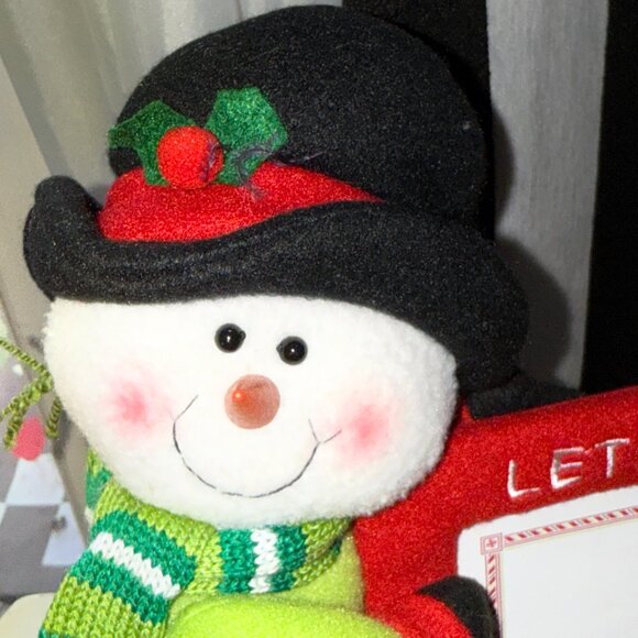 NWT "Let It Snow" Snowman Plush Figurine 11” Standing Frame 4x6 Memories - Picture 6 of 10